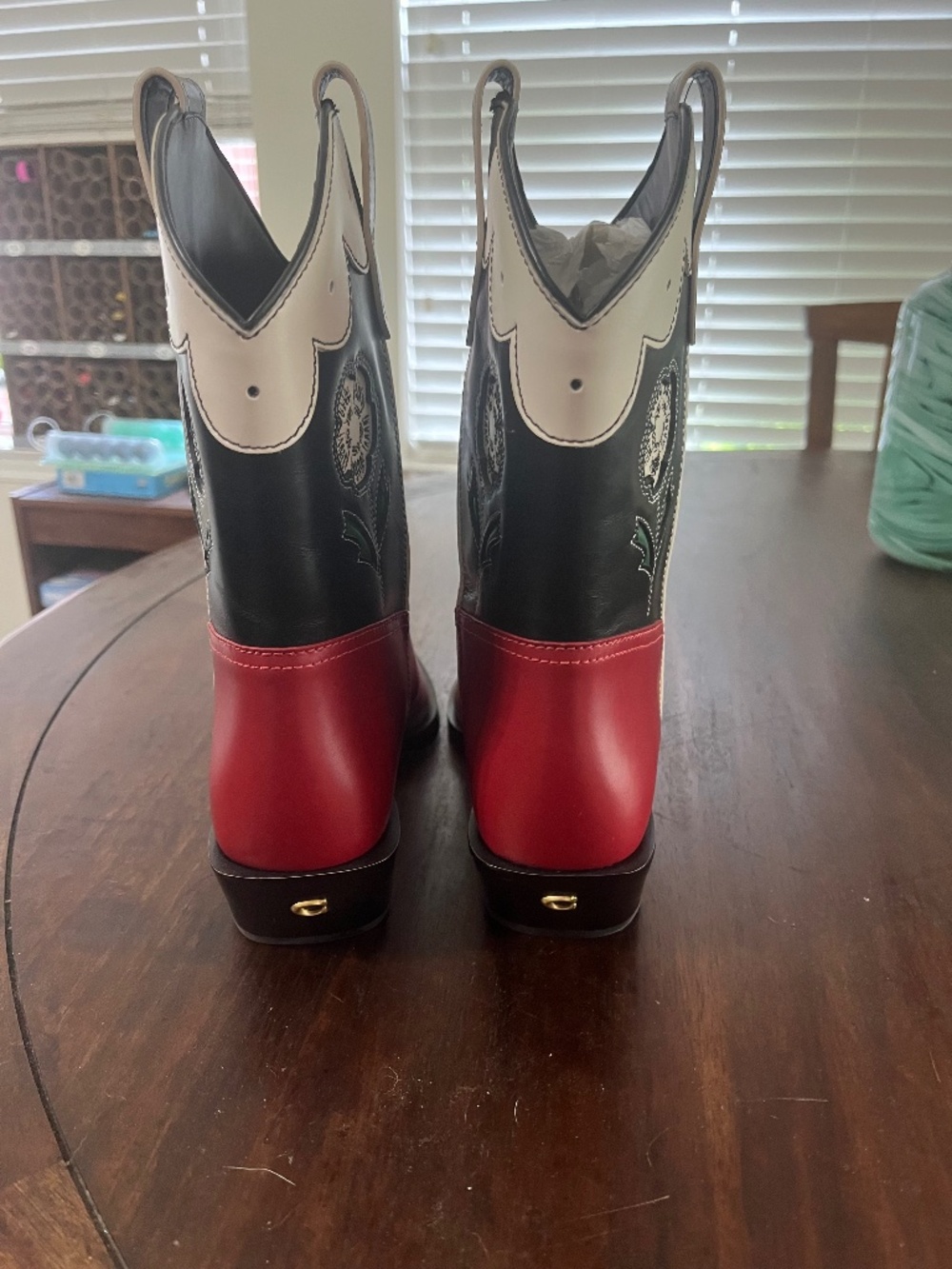 Coach Western Ankle Boots Red Black Floral Embroidered Size 8